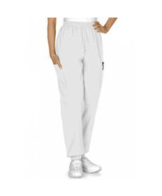 Fundamentals cuffed knit elastic waist scrub pant - White 