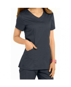 Landau Bliss stretch scoop neck scrub top - Graphite - 