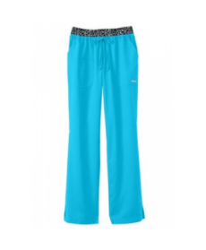 Greys Anatomy  low rise leopard waist scrub pants - Turquoise/leopard 