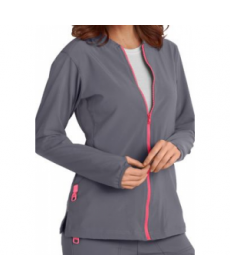 Carhartt CROSS-FLEX Made to Move zip front scrub jacket - Pewter/Coral 