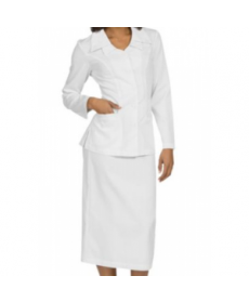 Med Couture Christy Double Collar Cross Skirt Suit - White 