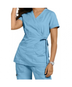 Koi Katelyn mock-wrap scrub top - Cornflower 