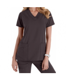 Jockey v-neck zipper pocket scrub top - Granite 