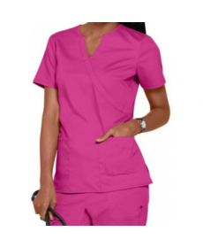 Healing Hands Purple Label stretch Jaclyn notched v-neck crossover scrub top - Fuchsia 