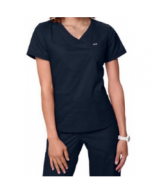 Koi Nicole knit trim crossover scrub top - Navy 