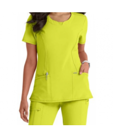 Infinity by Cherokee solid round neck scrub top with Certainty - Citrus 