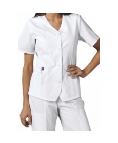 Cherokee button down weskit scrub top - White 