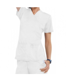 Cherokee Flexibles  Pocket mock-wrap scrub top - White 