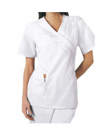 Cherokee embroidered scrub top - White 