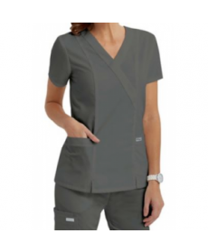 Greys Anatomy  pocket mock wrap scrub top - Nickel - 
