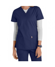 Code Happy basic v-neck scrub top with Certainty - Navy 