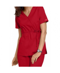 Cherokee Workwear Core Stretch empire wrap scrub top - Red 