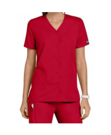 Cherokee Workwear snap front scrub top - Red 