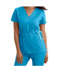 ViVi by Med Couture Mia crossover scrub top - Topaz 