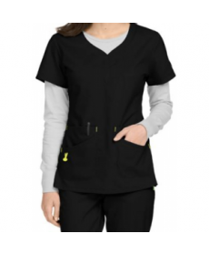 ViVi by Med Couture Joy curved v-neck scrub top - Black 