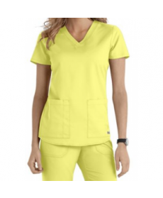 Greys Anatomy v-neck -pocket scrub top - Citron 