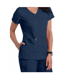 KD Camy hidden pocket scrub top - Indigo 