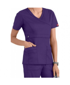 Dickies Gen Flex Youtility junior fit mock-wrap scrub top - Grape 