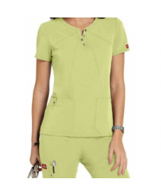 Dickies Xtreme Stretch asymmetrical notch neck scrub top weet Apple Green 