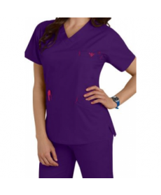 Med Couture Signature v-neck scrub top - Imperial/Berry 