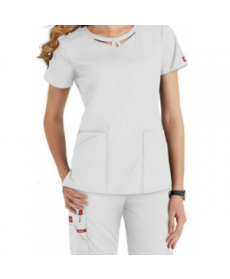 Dickies EDS Signature Peek-A-Boo neckline scrub top - White 