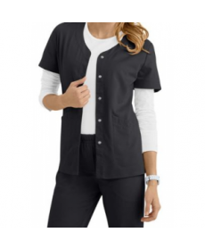 Urbane Ultimate Megan snap front short sleeve scrub jacket - Black 