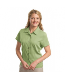 Womens short sleeve camp shirt - Celery 