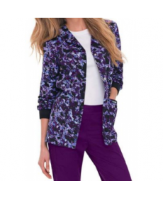 Landau Smart Stretch Purple Reign print scrub jacket - Purple Reign 
