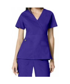 WonderWink Utility Girl mock wrap multi pocket scrub top - Grape 