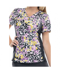 Cherokee Flexibles A Sunny Spot v-neck print scrub top - A Sunny Spot 