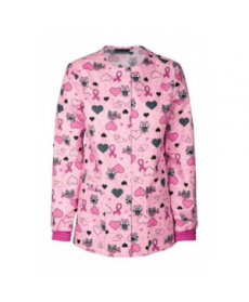 Cherokee Owl About The Ribbon print scrub jacket - Owl About The Ribbon 