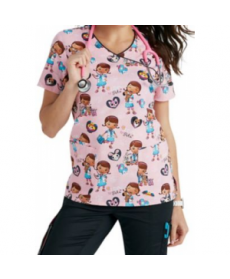 Cherokee Tooniforms I Care For Pets print scrub top - I Care For Pets 