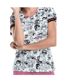 Cherokee Tooniforms Cool Like That print scrub top - Cool Like That 