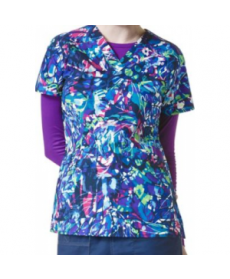 WonderFlex Lady Fly By v-neck print scrub top ady Fly By 