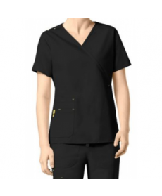 WonderWink Origins Juliet crossover scrub top - Black 