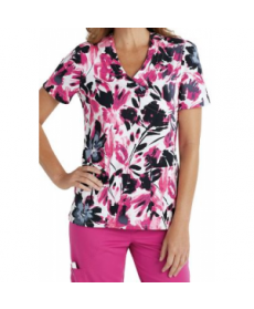 Landau Smart Stretch Emerging Blossoms print scrub top - Emerging Blossoms 