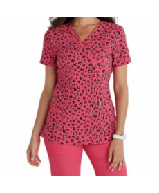 Code Happy Ladybug Leopard print scrub top with Certainty adybug Leopard 