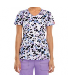 Dickies Gen Flex Purrfectly Painted v-neck print scrub top - Purrfectly Painted 