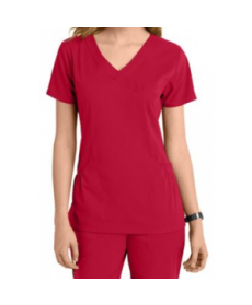 KD Kellie mock wrap scrub top - Cherry 