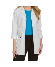 Med Couture womens 3 inch button front lab coat - White 