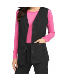 Med Couture womens button front vest - Black 