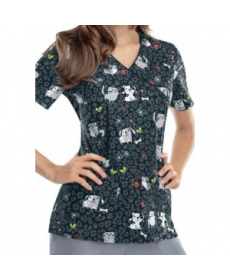 Cherokee Furry Friends print scrub top - Furry Friends 