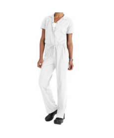 KD -pocket jumpsuit with collar - White 
