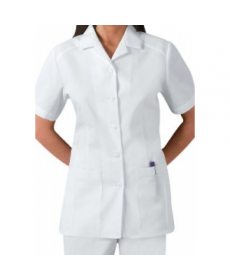 Cherokee button front student scrub top - White 