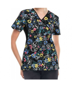 Cherokee Flexibles Stay Floral While print scrub top tay Floral While 