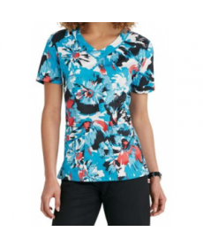 Landau Smart Stretch Floral Fresco print scrub top - Floral Fresco 