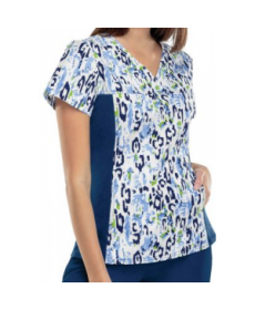 Cherokee Flexibles Snow Leopard print scrub top now Leopard 