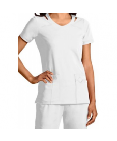 Sapphire v-neck with shoulder cut-outs scrub top with Certainty - White 