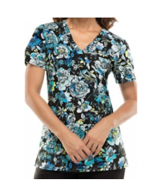 Dickies Xtreme Stretch Wash Away Your Blooms print scrub top - Wash Away Your Blooms 
