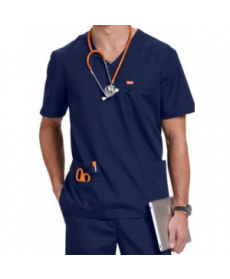 Orange Standard unisex scrub top - Navy 